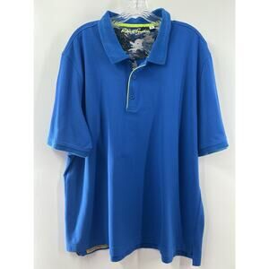 Robert Graham Men’s Polo Shirt Luxury Casual Golf Cotton Pique Size 3XL Blue